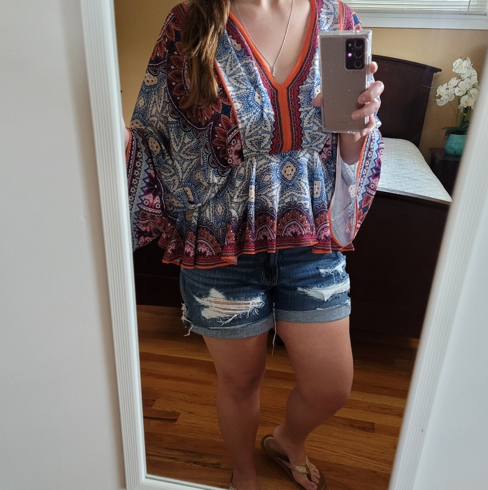 Boho Flutter Sleeve Blouse - image 2